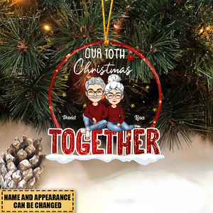 Our 10th Christmas Together - Personalized Love Shaped Ornament
