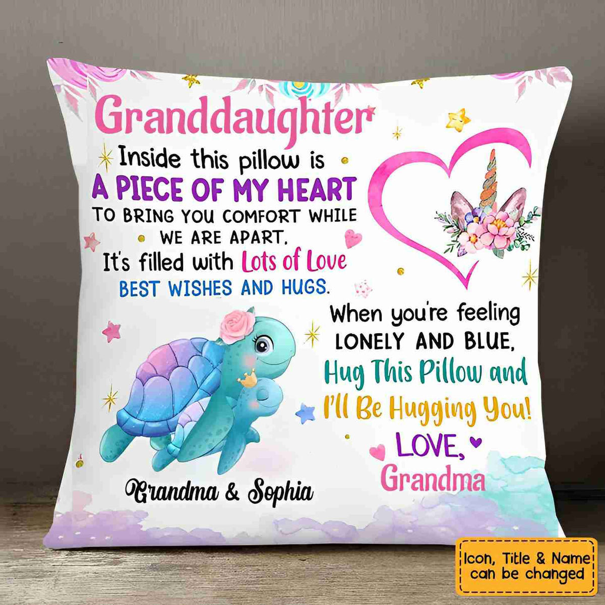 Personalized Granddaughter Daughter Sea Animals Hug This Pillow
