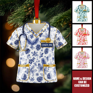 Personalized Nurse Toile de Jouy Acrylic Ornament, Christmas Gifts For Nurse