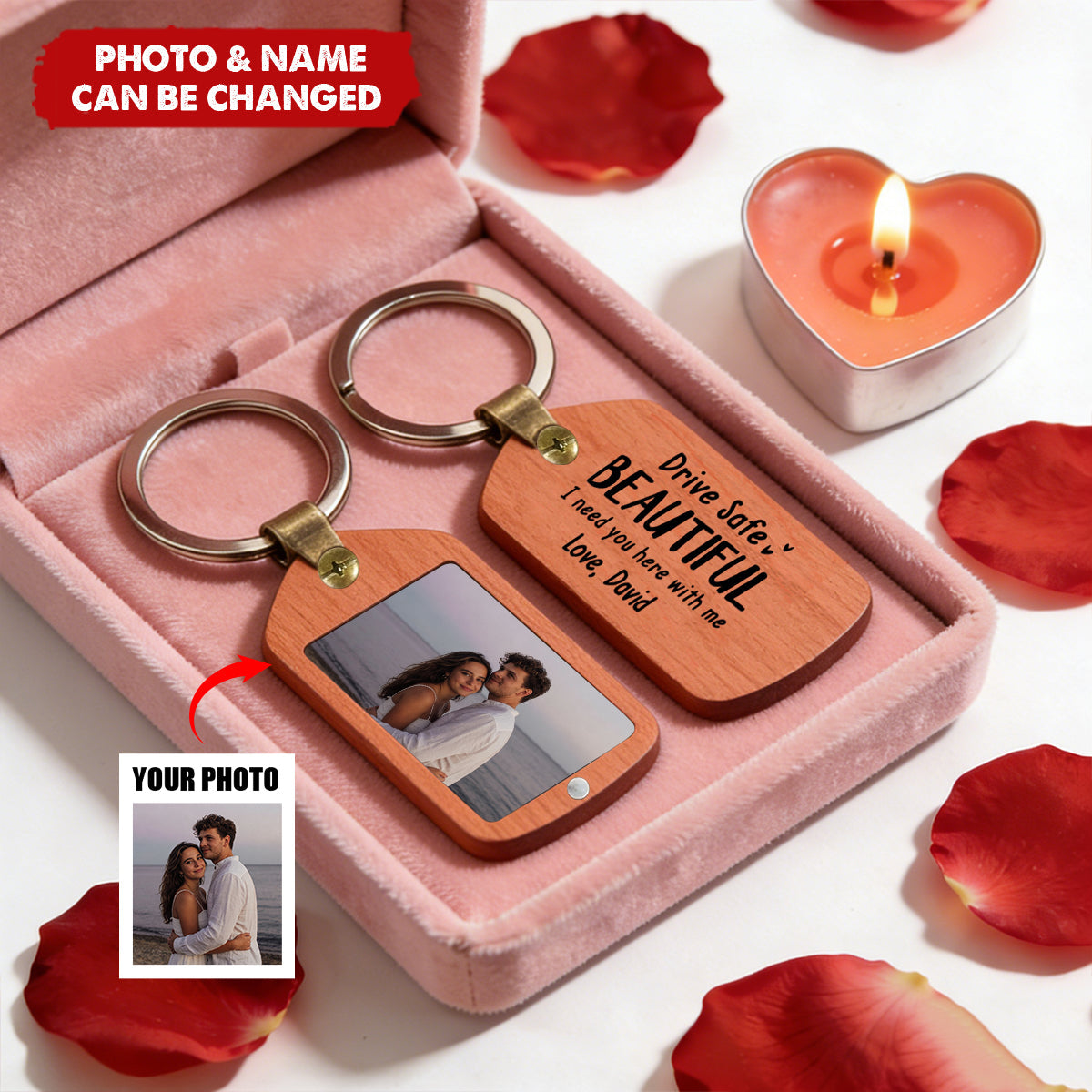 Custom Photo Wooden Keychain - Anniversary Wedding Gifts For Husband And Wife - You Make Moments Matter