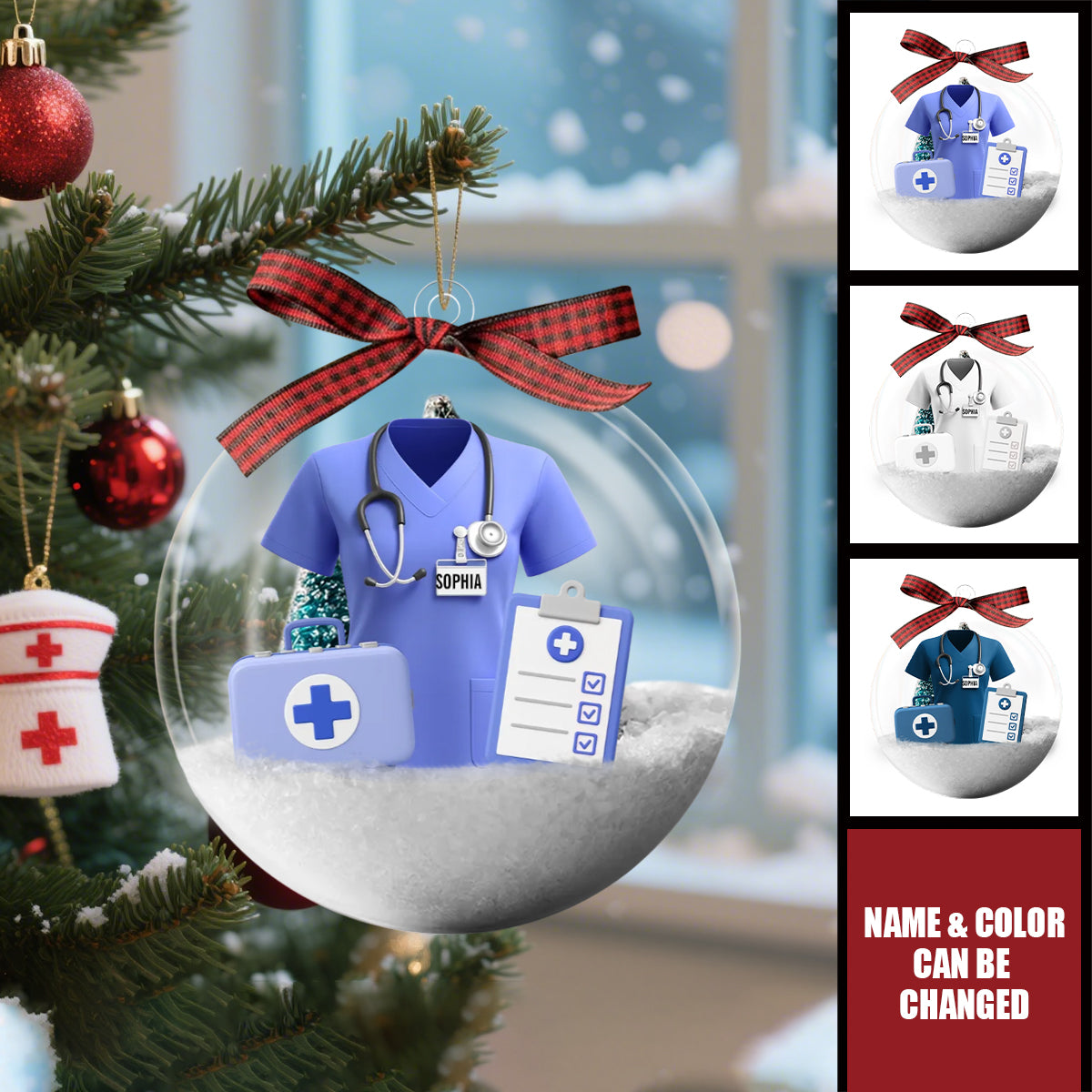 Nurse Uniform - Personalized Snow Globe Ornament - Christmas Gift for Nurse