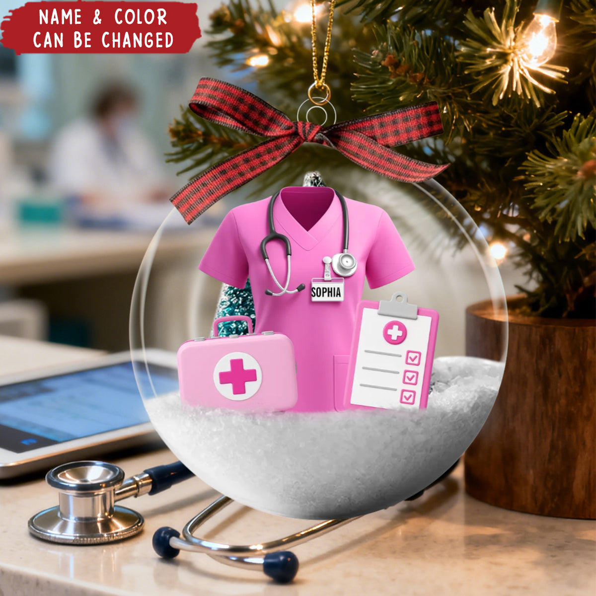 Nurse Uniform - Personalized Snow Globe Ornament - Christmas Gift for Nurse