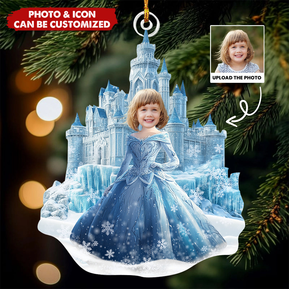 Custom Face Ice Princess - Personalized Acrylic Photo Ornament, Gifts For Daughter, Girl, Kids
