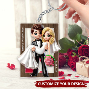 Mr Mrs Married Couple - Personalized 2-Layered Acrylic Keychain