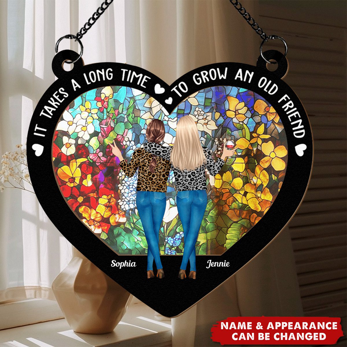 It Takes A Long Time Bestie Gift - Personalized Window Hanging Suncatcher Ornament