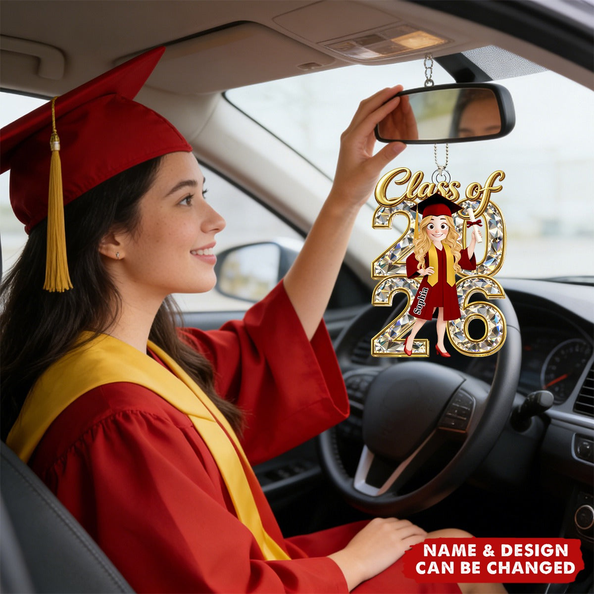 Congrats Grad Woman Man Crystal Effect - Personalized Acrylic Car Ornament