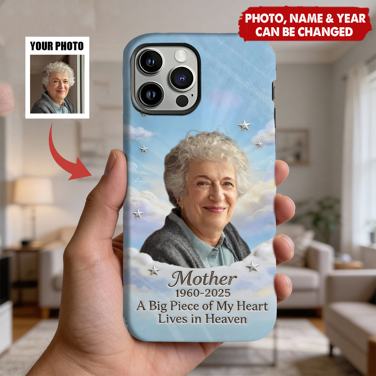 Custom Photo A Big Piece Of My Heart - Personalized Memorial Full Print Phone Case