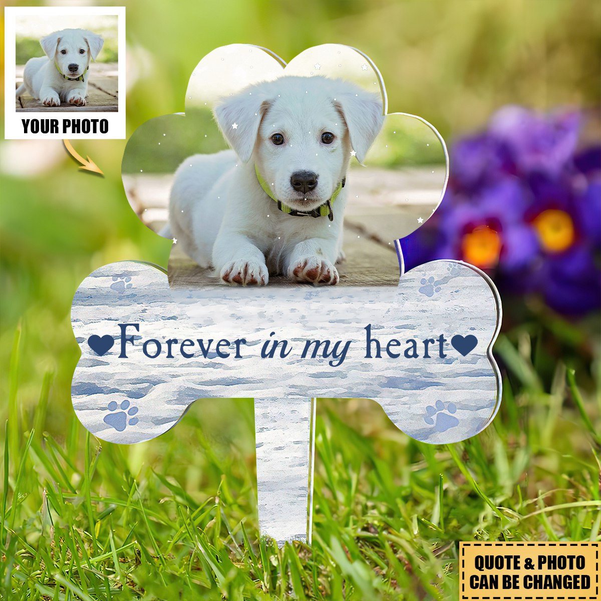 Once By Our Side Forever In Our Hearts Memorial Pet - Personalized Photo Garden Stake