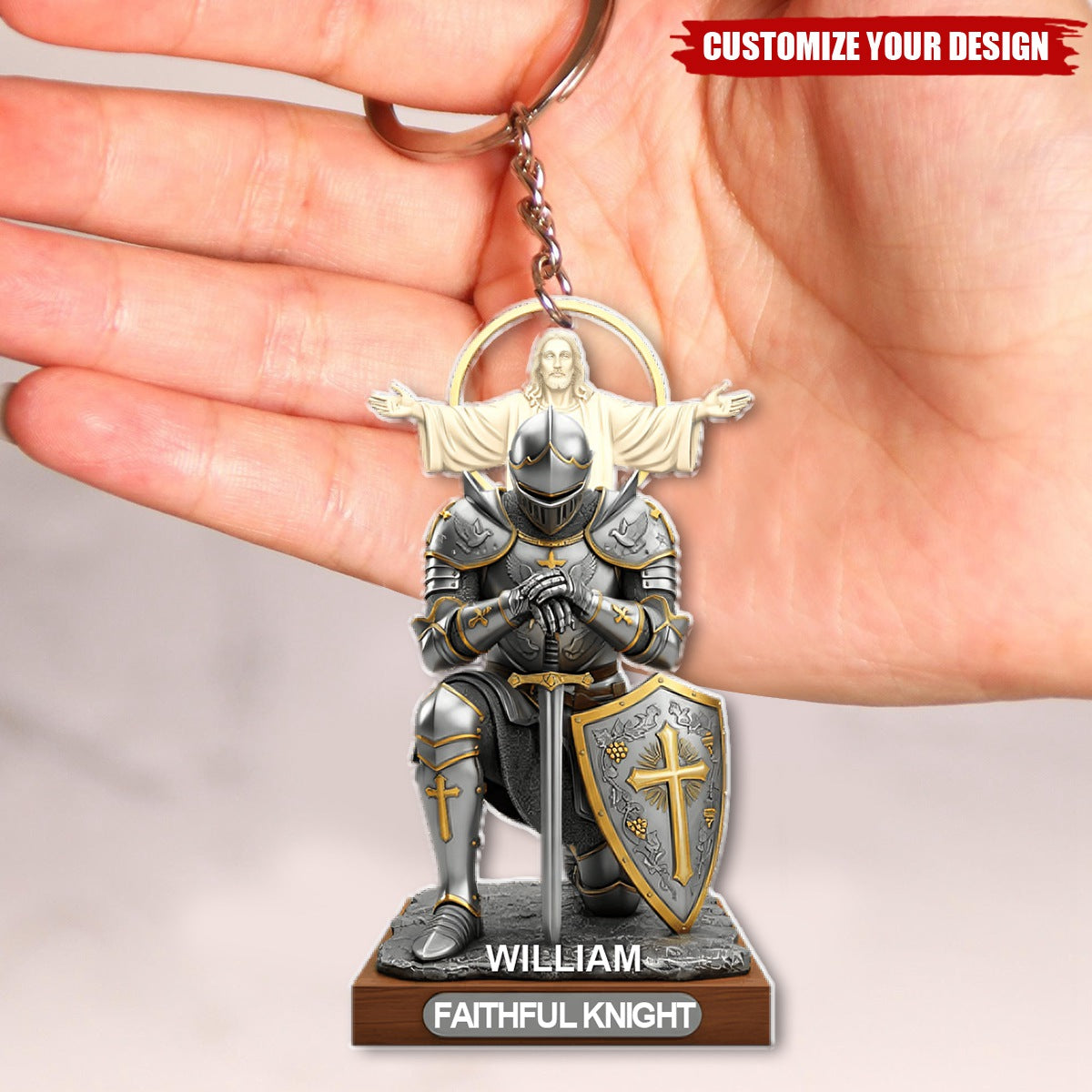 Christian Faithful Knight Acrylic Keychain - Personalized Gifts For Christian