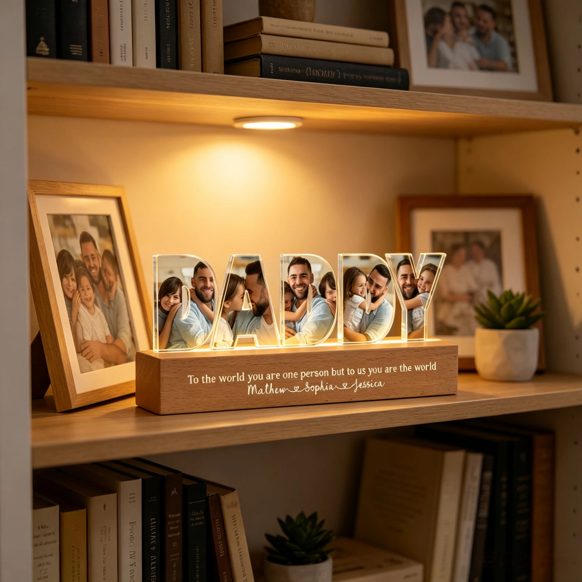 Daddy To Us You Are The World Photo Collage - Personalized LED Night Light