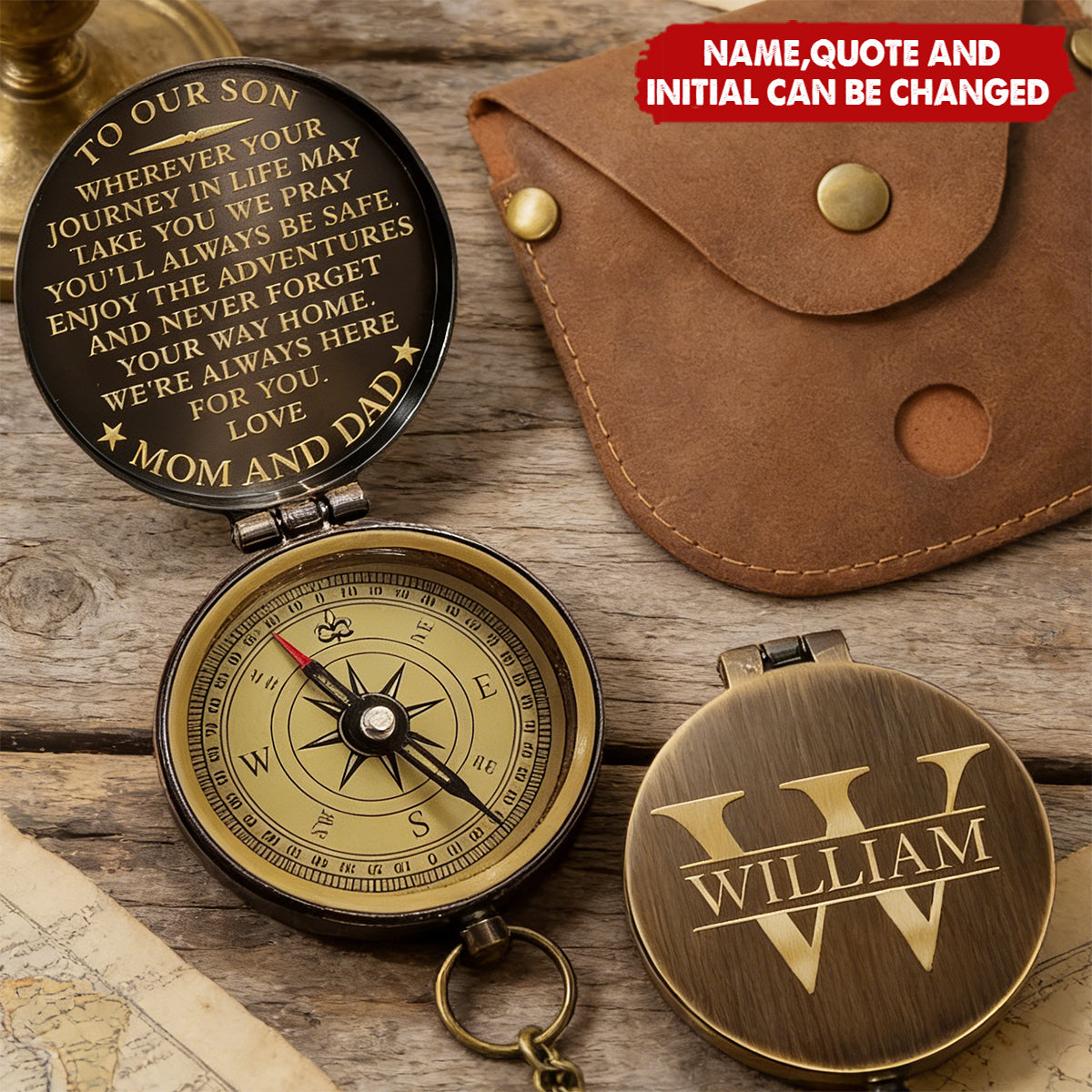 Wherever Your Journey In Life - Personalized Engraved Brass Compass