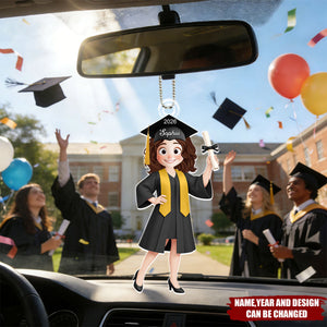 Graduation Cute Catoon Gift For Him Her - Personalized Car Ornament