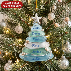 Sea Glass Tree - Personalized Acrylic Custom Shape Ornament, Gift For Family Members