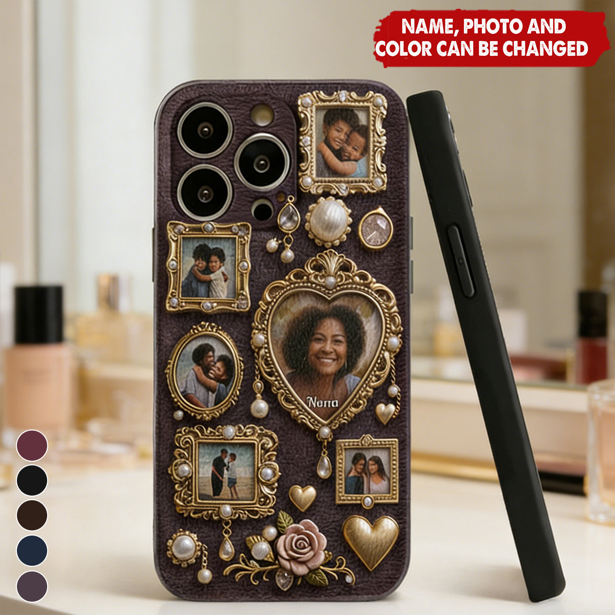 Grandma's Cute Little Museum - Personalized Grandma Leather Phone Case