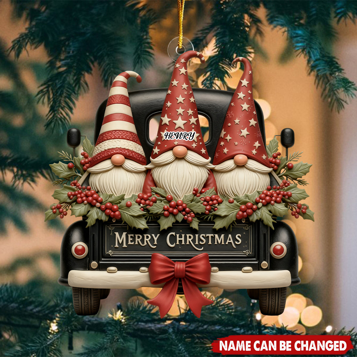 Vintage Dwarf Truck Merry Christmas Personalized Acrylic Ornament