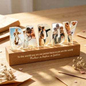 Daddy To Us You Are The World Photo Collage - Personalized LED Night Light