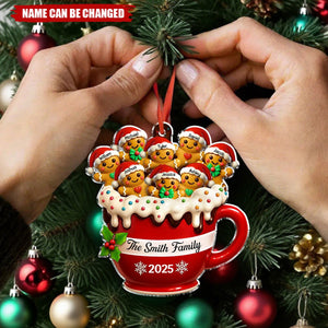 Gingerbread Family - Personalized Christmas Acrylic Ornament