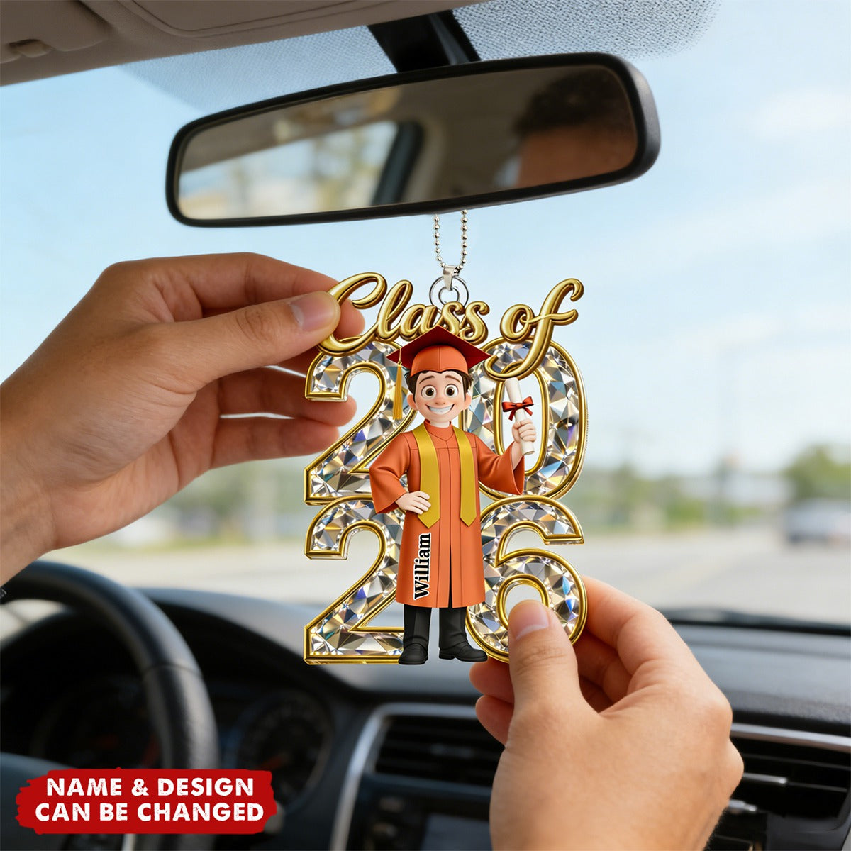 Congrats Grad Woman Man Crystal Effect - Personalized Acrylic Car Ornament