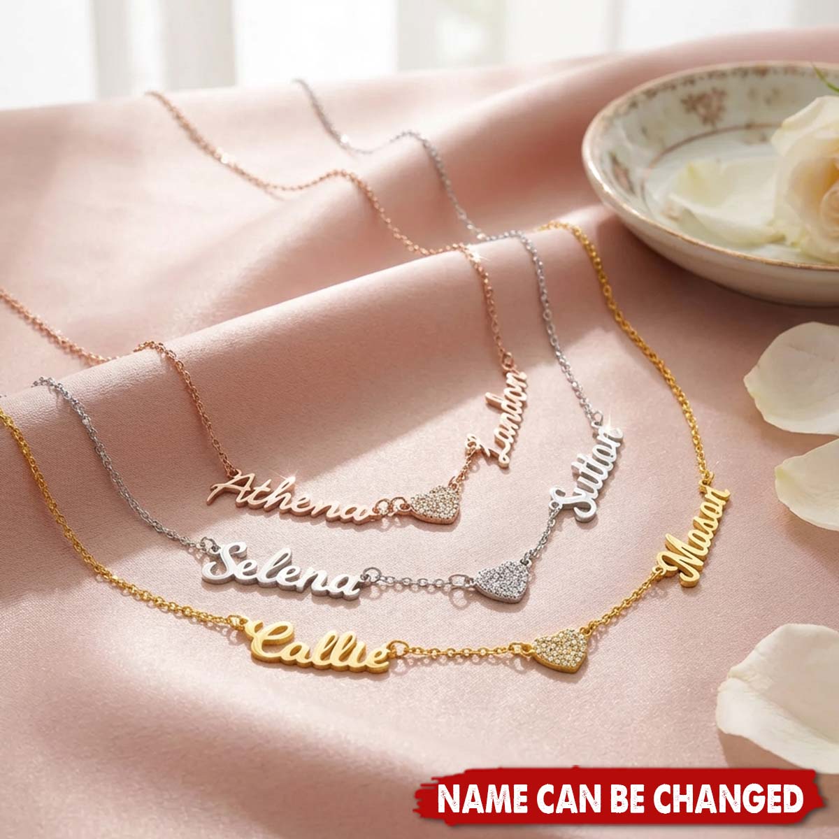 Personalized Name Pendants Pave Zircon Heart Necklace - Valentine's Day, Mother's Day Gift for Women
