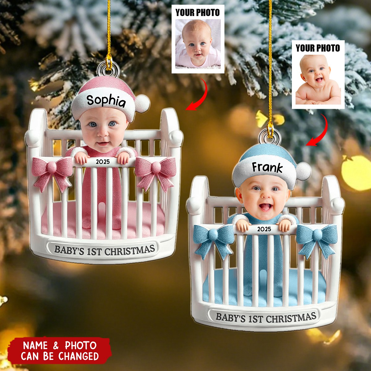 Baby's First Christmas - Personalized Photo Acrylic Ornament