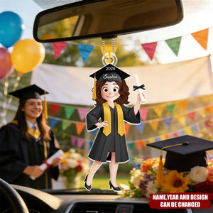 Graduation Cute Catoon Gift For Him Her - Personalized Car Ornament