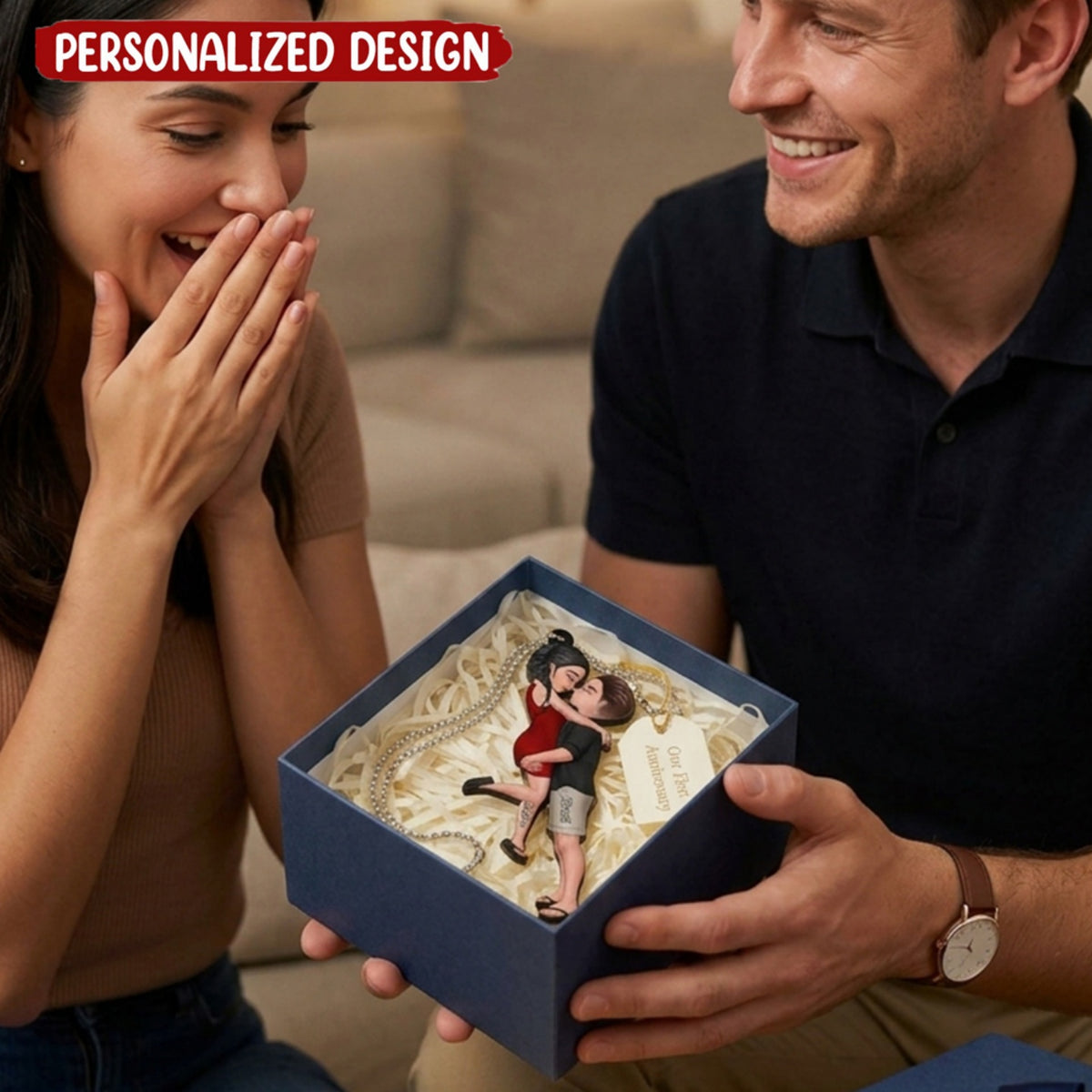 Summer Doll Couple Kissing Hugging  Personalized Ornament