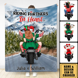 Personalized Blanket, Christmas Motorcycle Couple, Christmas Gift For Motorcycle Lovers