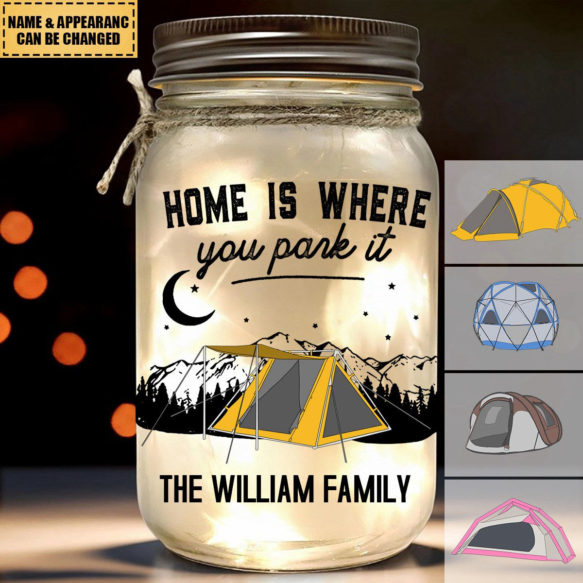 Making Memories One Campsite At A Time - Personalized Mason Jar Light