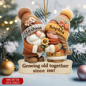 Dwarf Couple Growing Old Together - Personalized Acrylic Flat Ornament