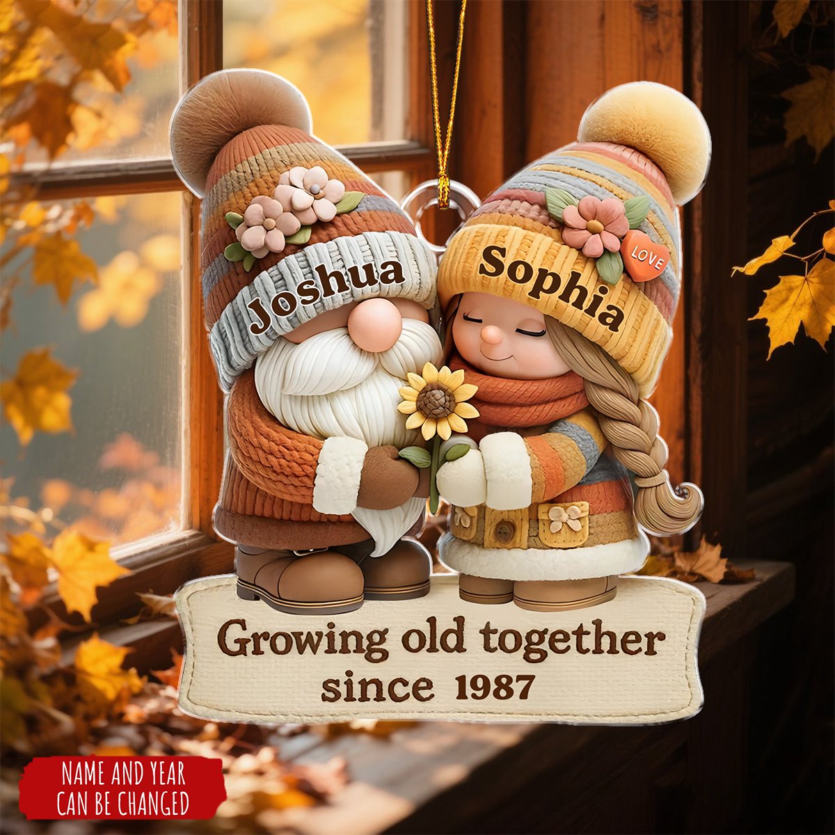 Dwarf Couple Growing Old Together - Personalized Acrylic Flat Ornament