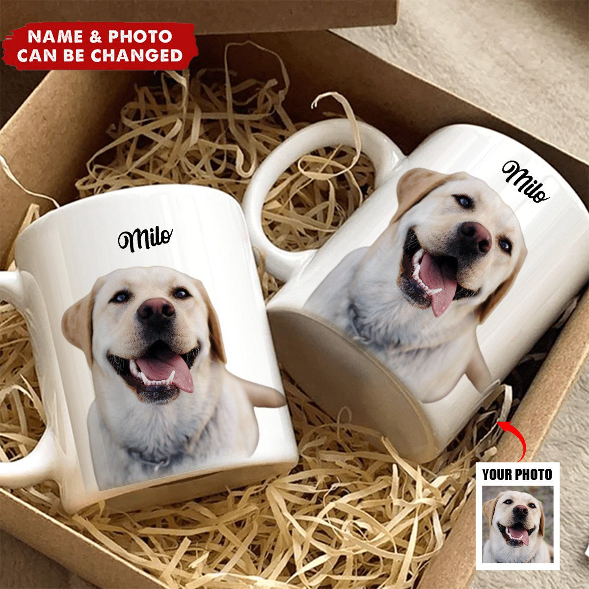 Custom Pet Photo Name Mug - Personalized Dog Mug