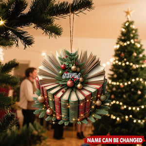 Bookish Book Stack Christmas Tree Custom Ornament – Gift For Book Enthusiasts