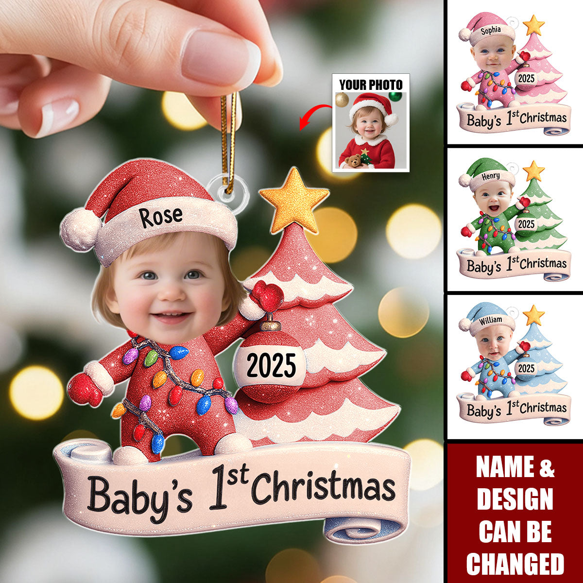 Baby's First Christmas - Personalized Acrylic Photo Ornament