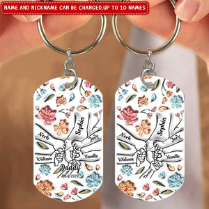 Hand In Hand, I Will Always Protect You - Gift For Mom, Grandma - Personalized Stainless Steel Keychain