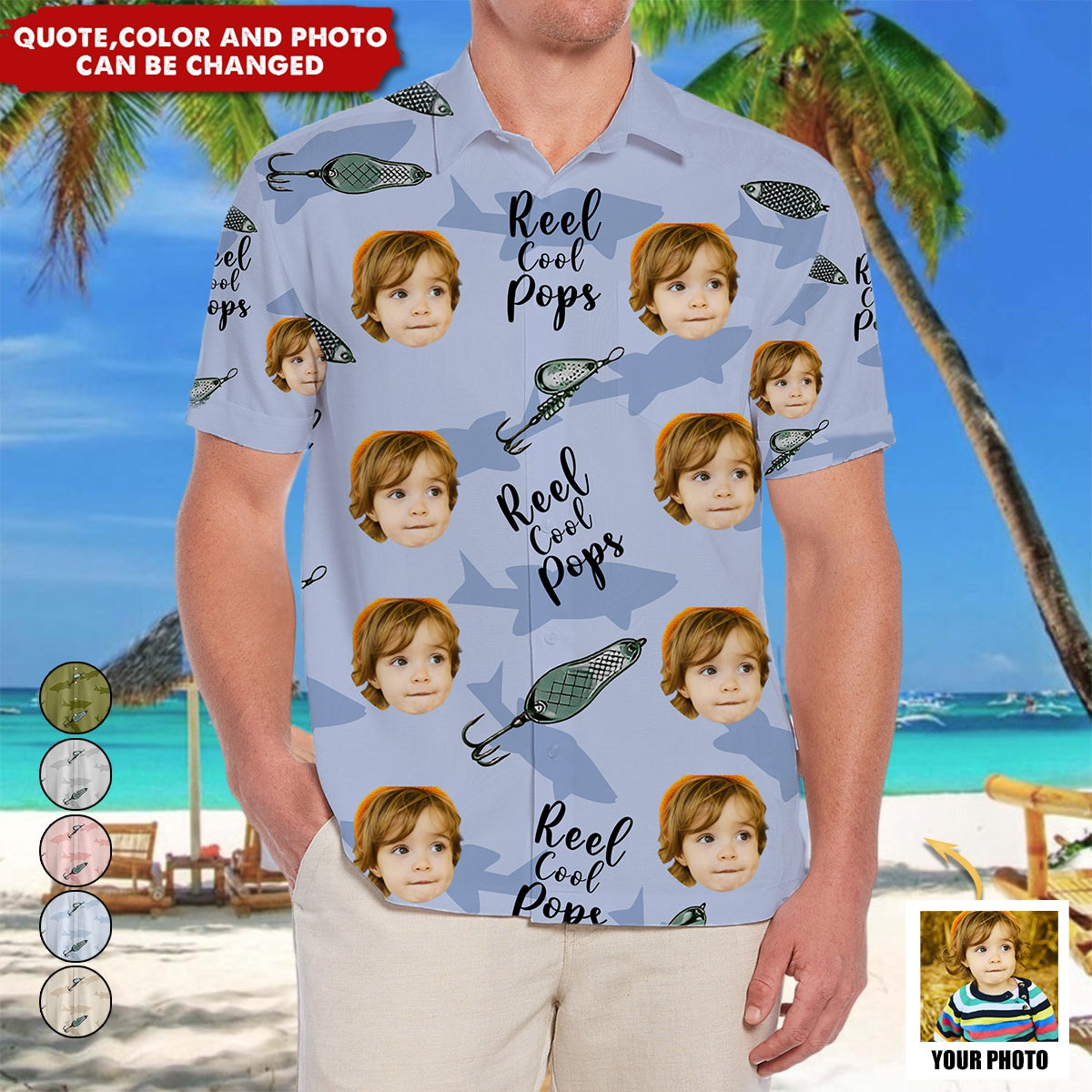 Custom Photo Reel Cool Dad - Personalized Hawaiian Shirt