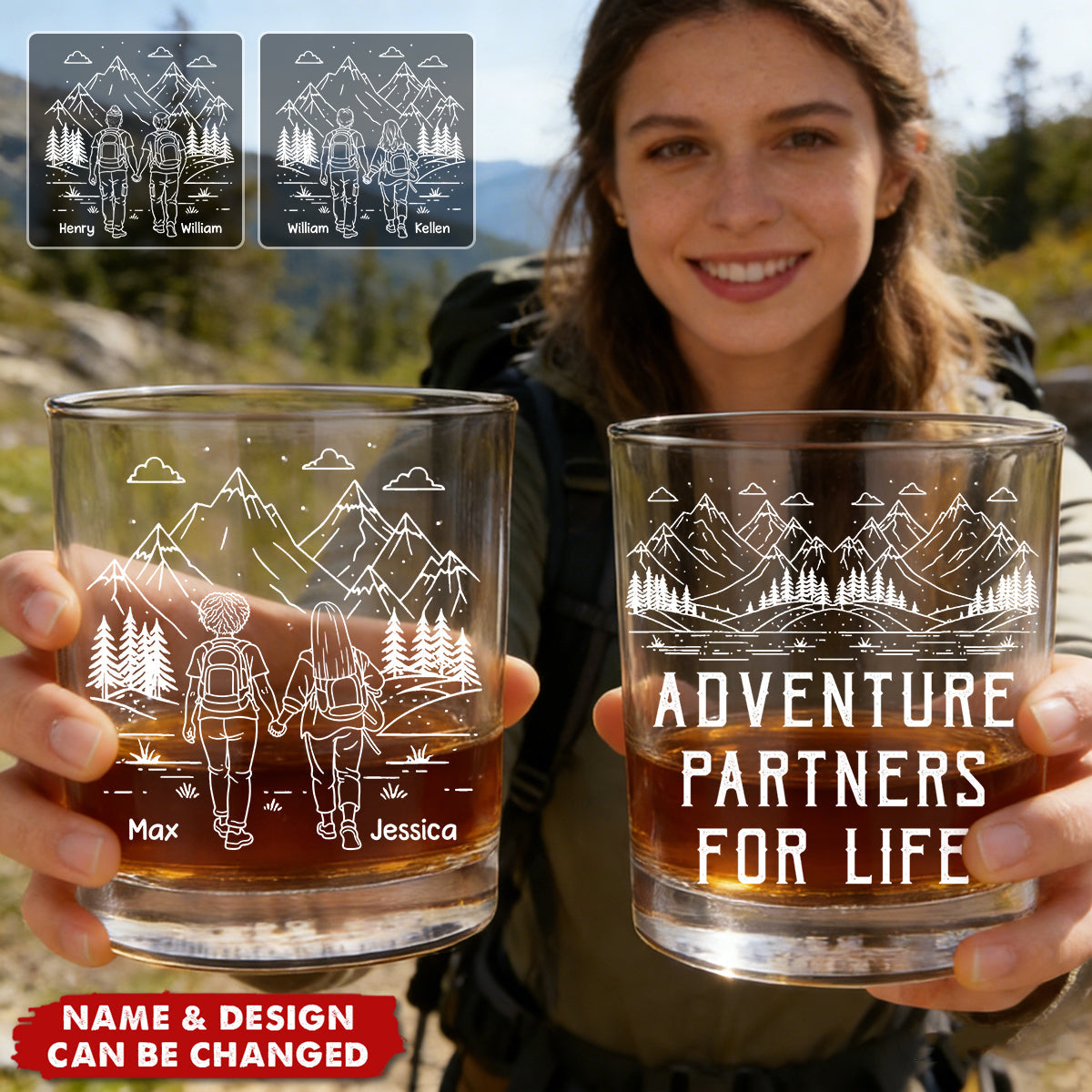 Adventure Partners For Life - Personalized Whiskey Glass