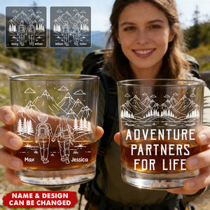 Adventure Partners For Life - Personalized Whiskey Glass