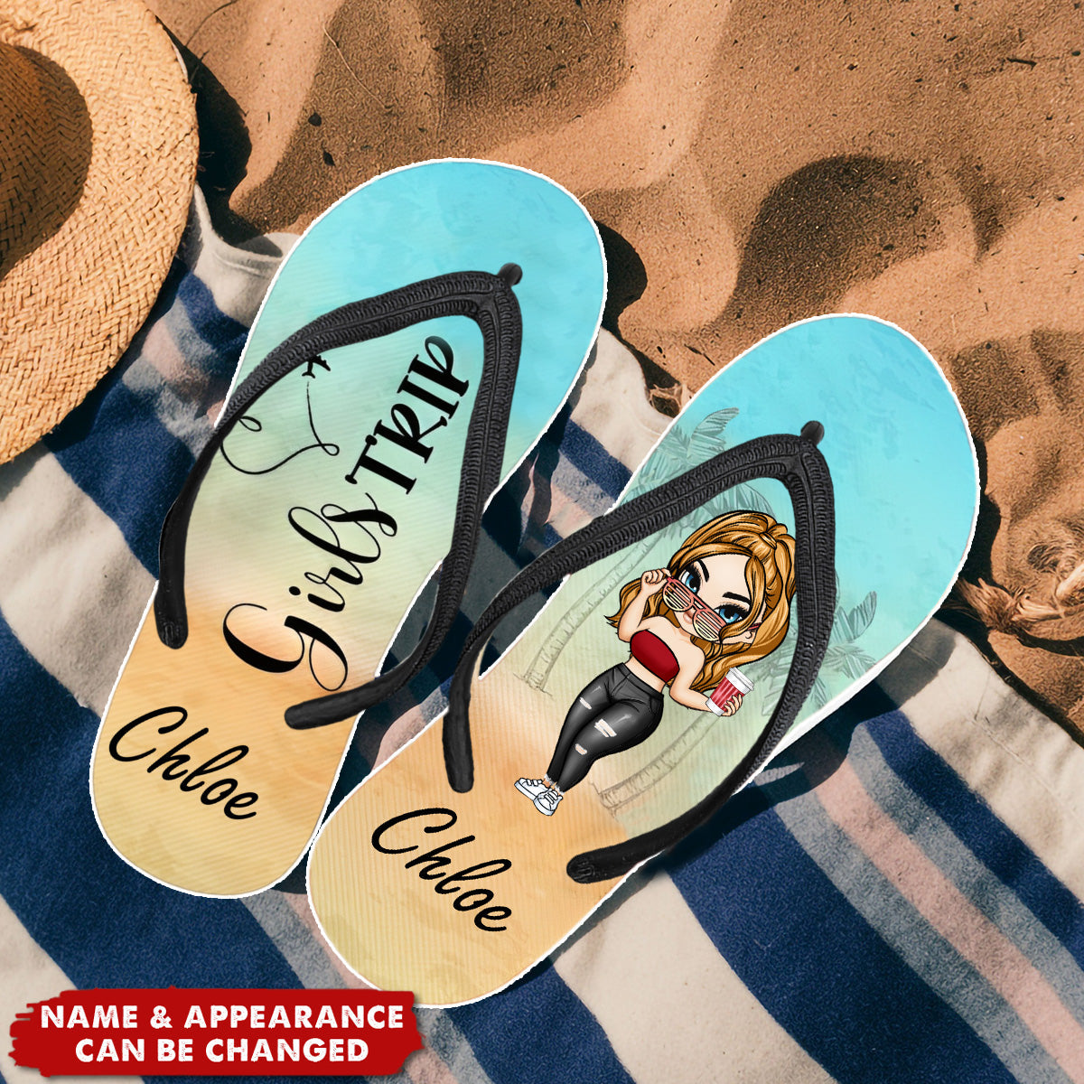 Time For Girls Trip - Personalized Flip Flops