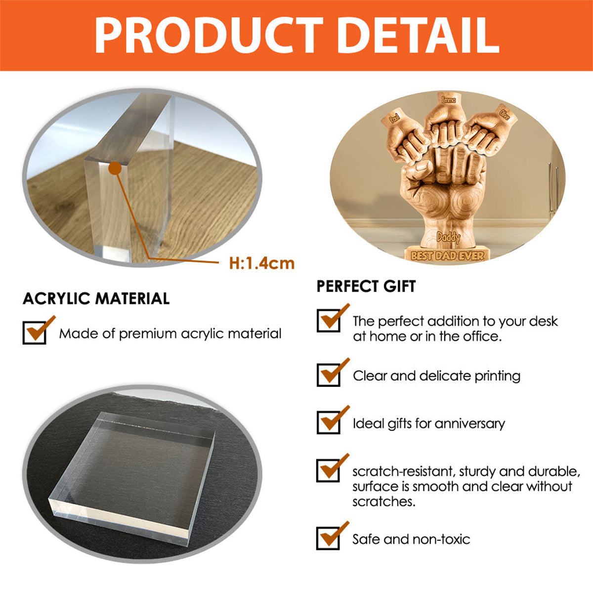 Best Dad Ever - Personalized Father Custom Shaped Acrylic Plaque