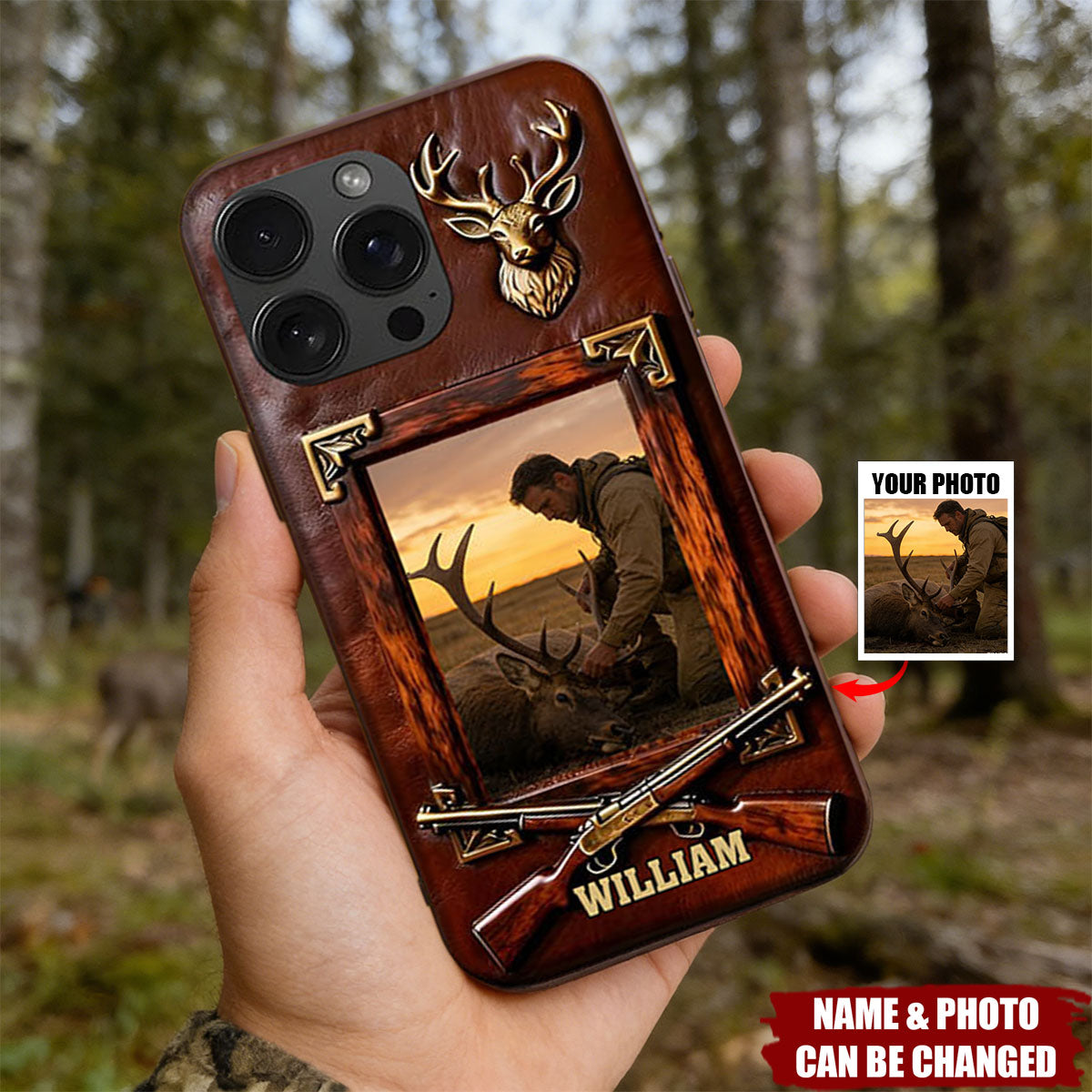 Hunting Achievement - Personalized Hunting Leather Phone Case