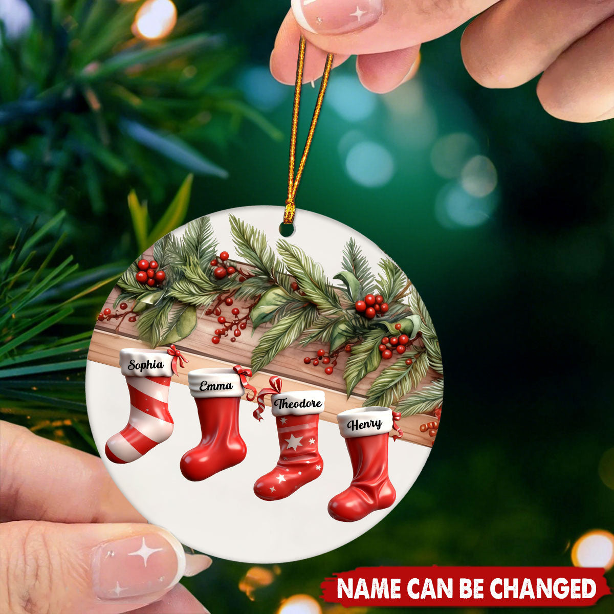 Family Christmas Stockings Personalized Ceramic Ornament