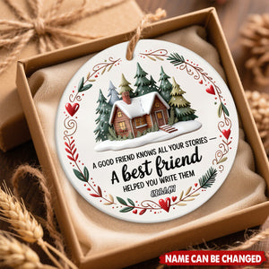 Best Friend Round Christmas Personalized Ceramics Ornament