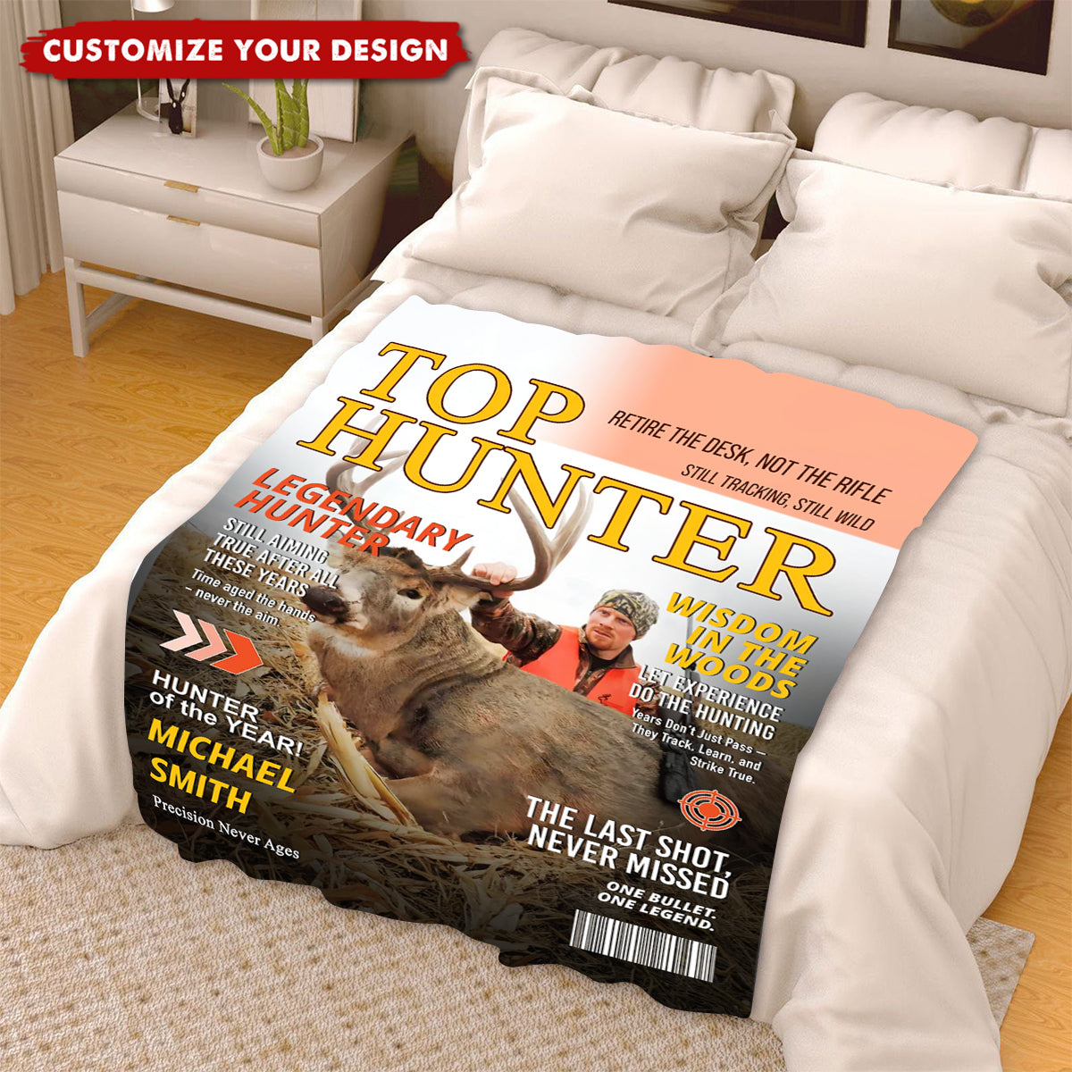 Custom Retirement Hunting Magazine Cover Personalized Blanket, Gifts for Retired Hunters