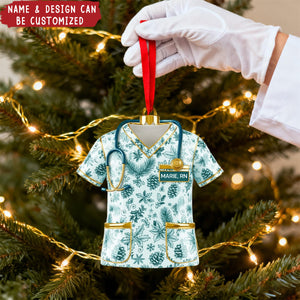 Personalized Nurse Toile de Jouy Acrylic Ornament, Christmas Gifts For Nurse