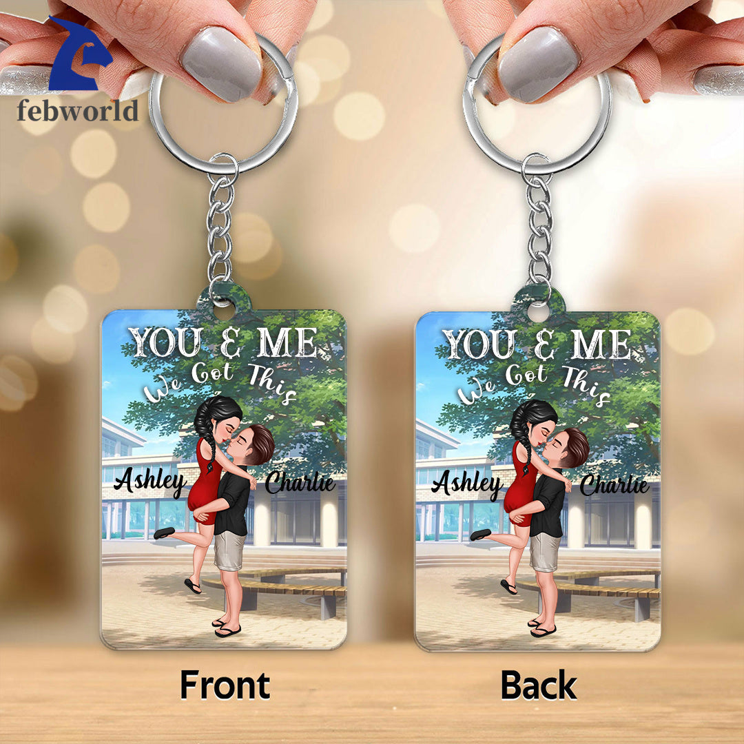 Hugging Kissing Doll Couple Campus Personalized Acrylic Keychain