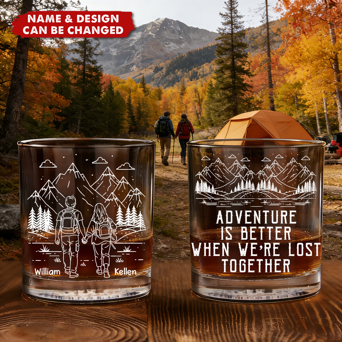 Adventure Partners For Life - Personalized Whiskey Glass
