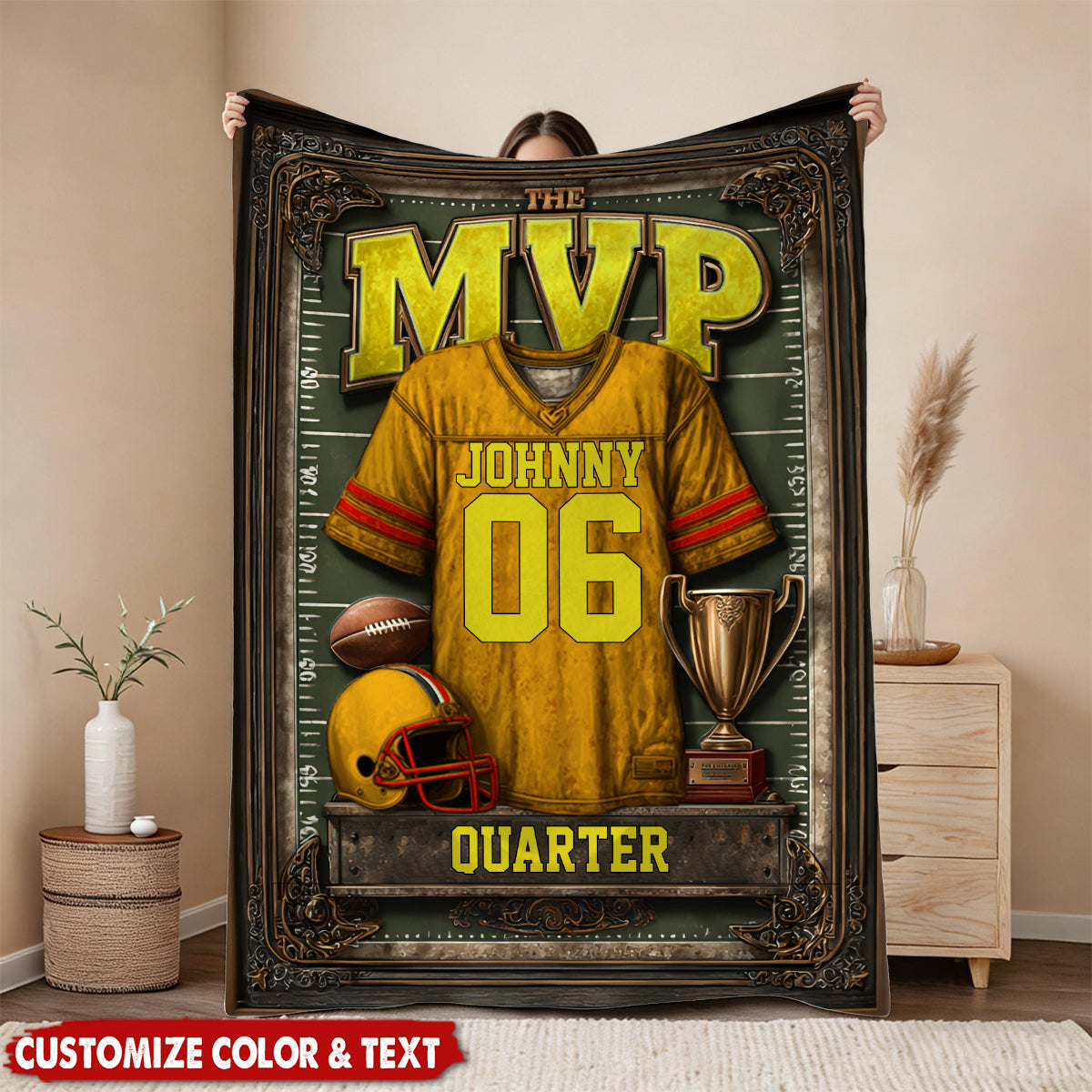 Gift For Football Son/ Daughter - Personalized Football Blanket