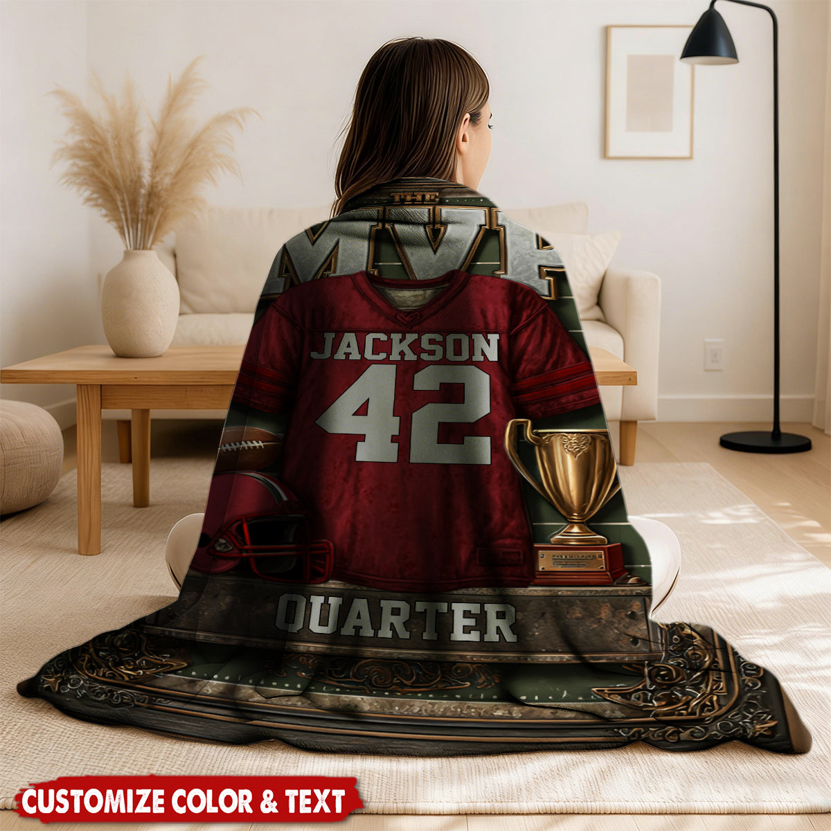 Gift For Football Son/ Daughter - Personalized Football Blanket