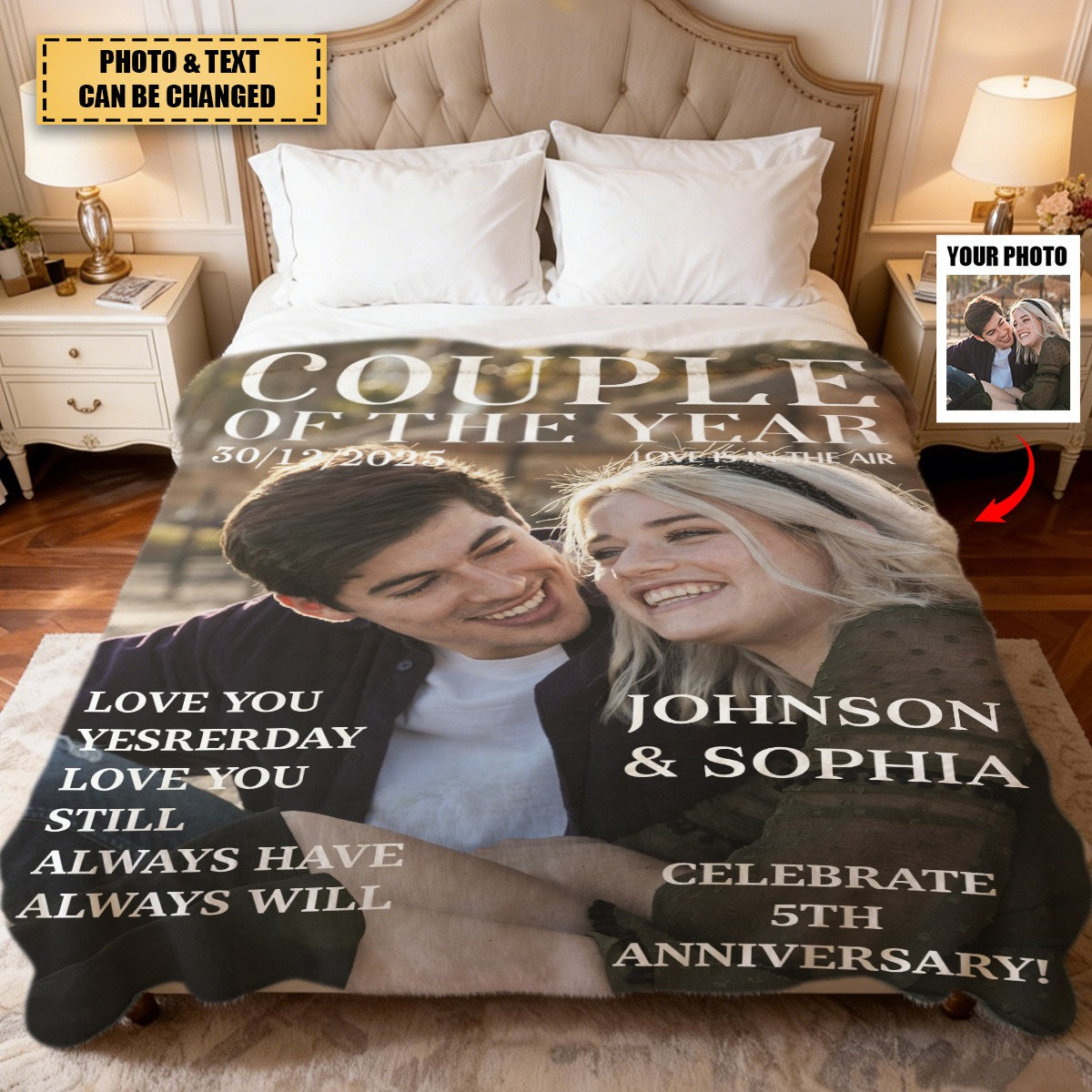 Couple Of The Year Magazine Cover Art Print - Personalized Blanket