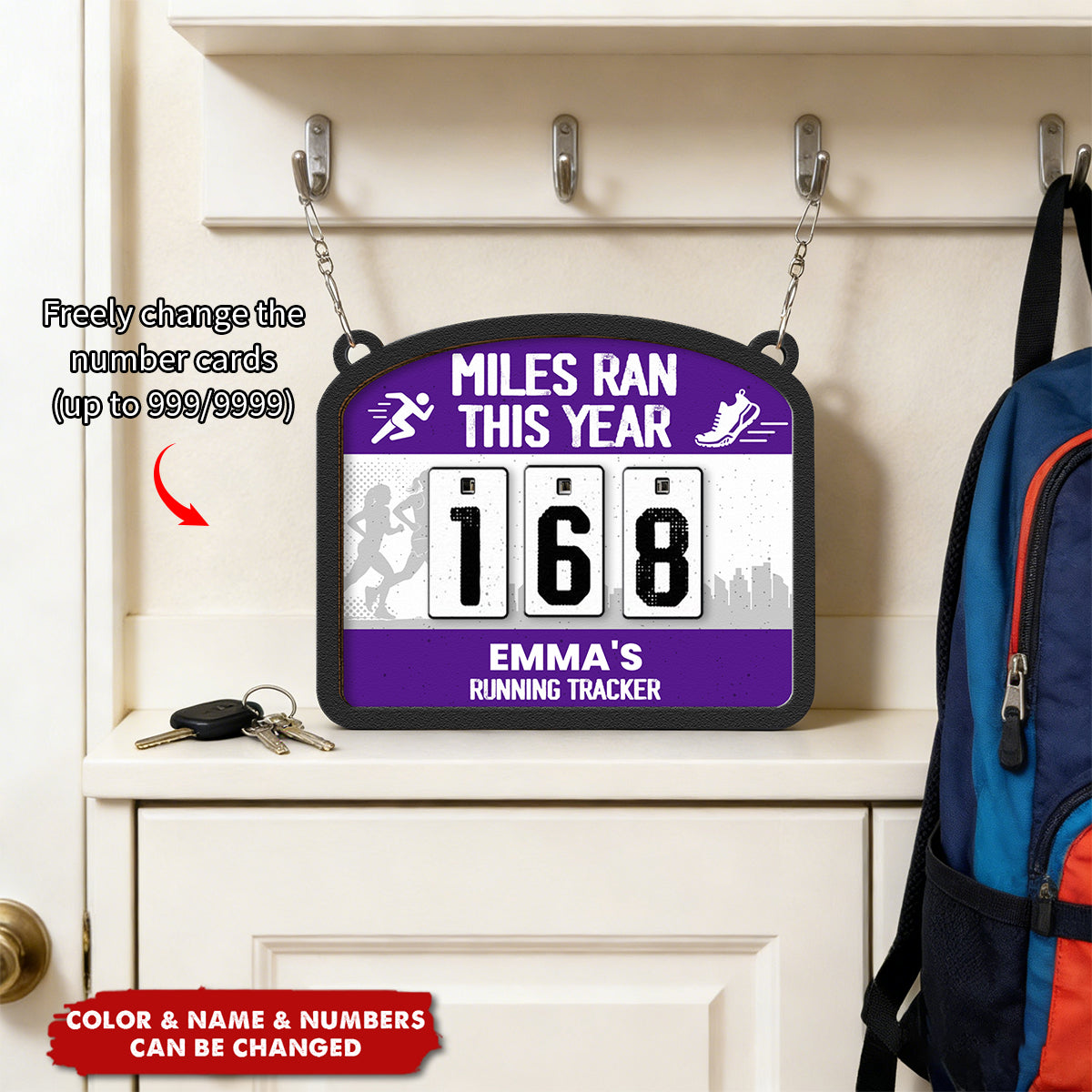 Miles Run This Year - Personalized Hanging Run Tracker